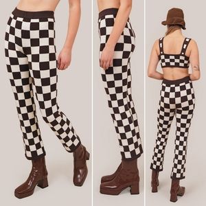 Belle The Label - Checkered Knit Trousers - Carob L